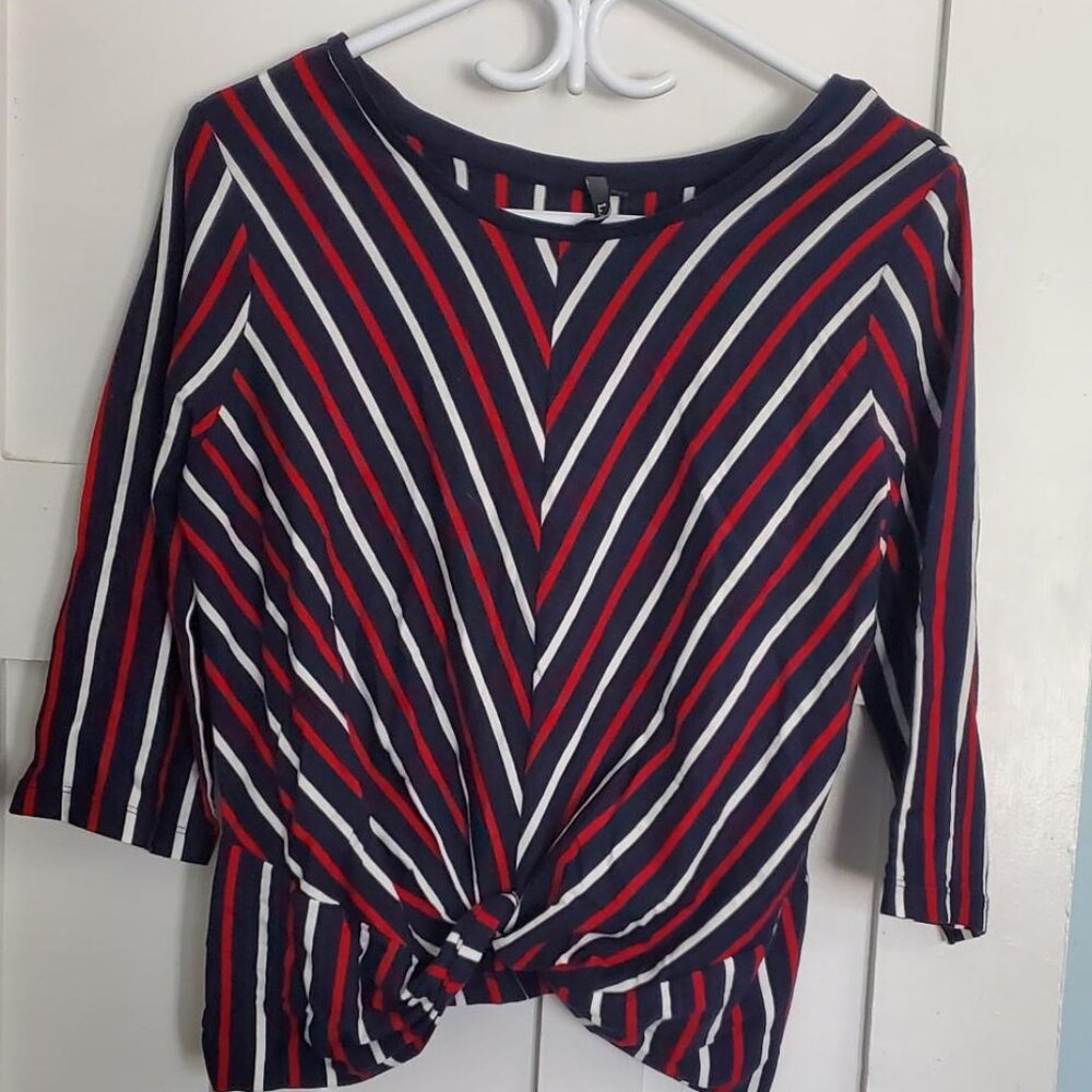 Red, white and blue sweater